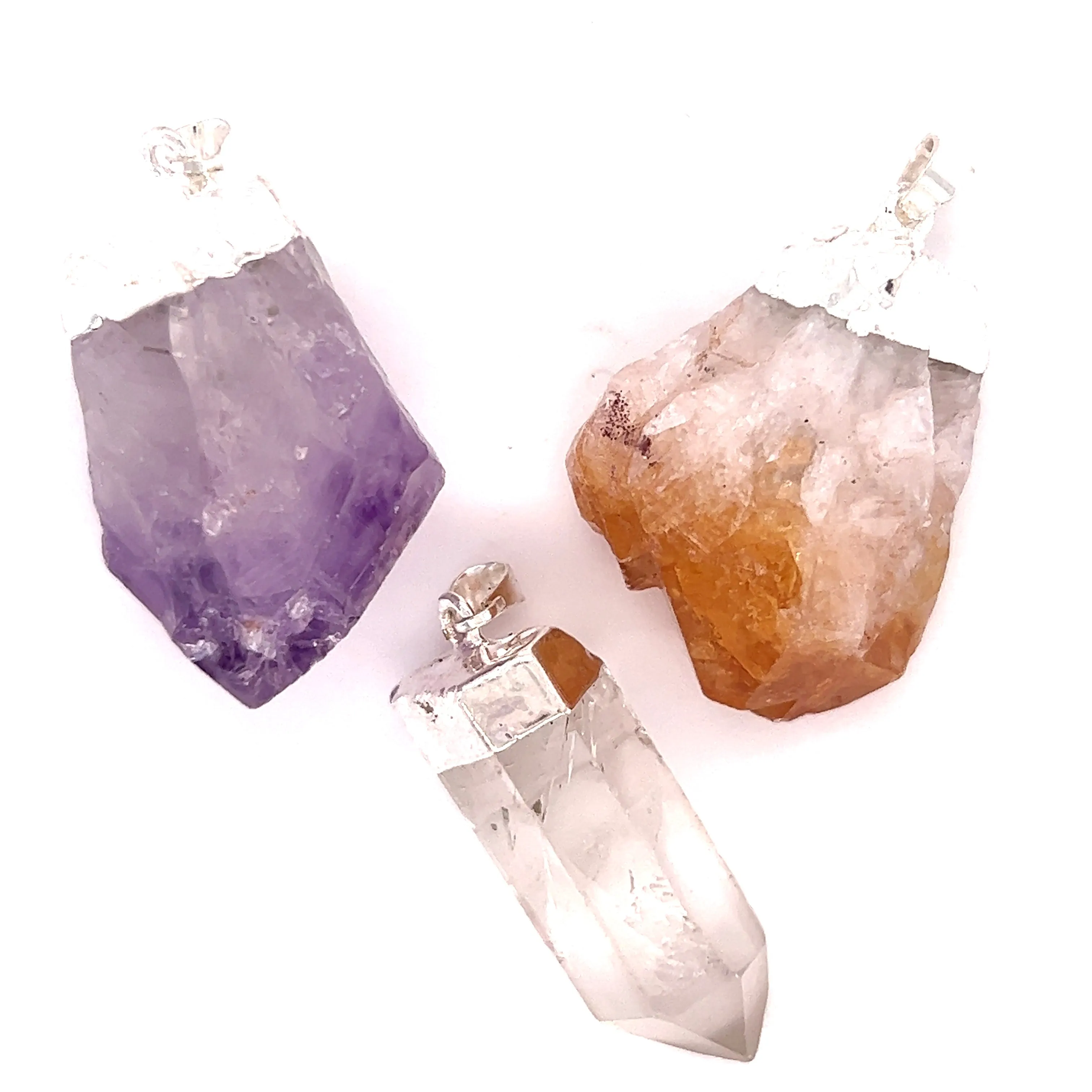 Raw Crystal Pendant With Silver Cap
