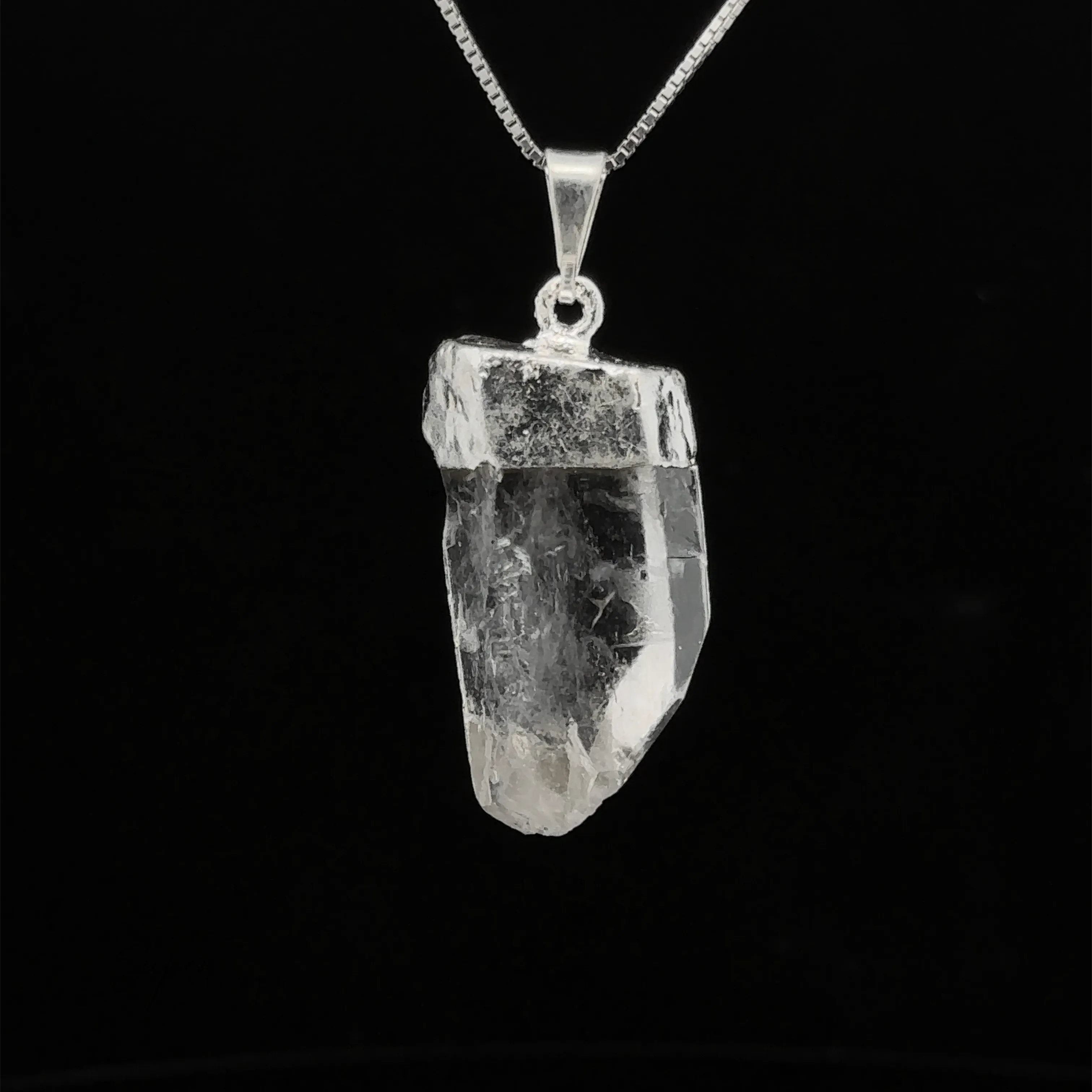 Raw Crystal Pendant With Silver Cap