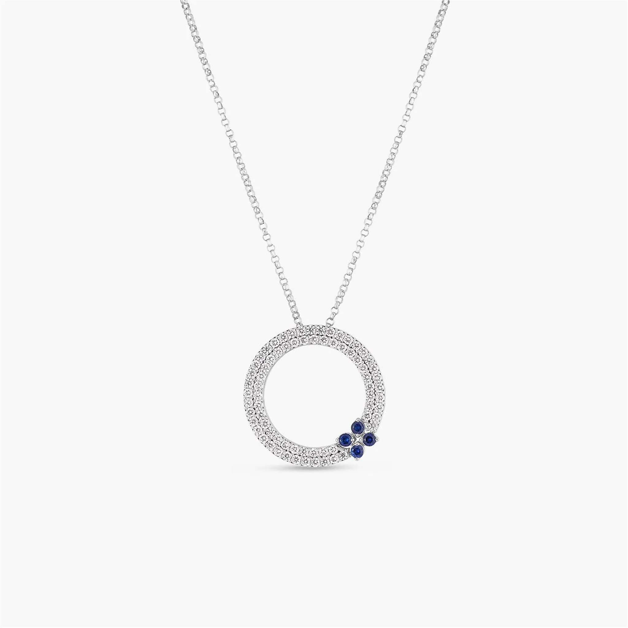 Roberto Coin Love In Verona Diamond & Sapphire Necklace In White Gold