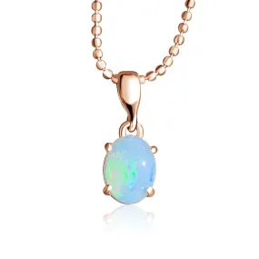 Rose Gold plated Sterling Silver 8x6mm White Opal pendant