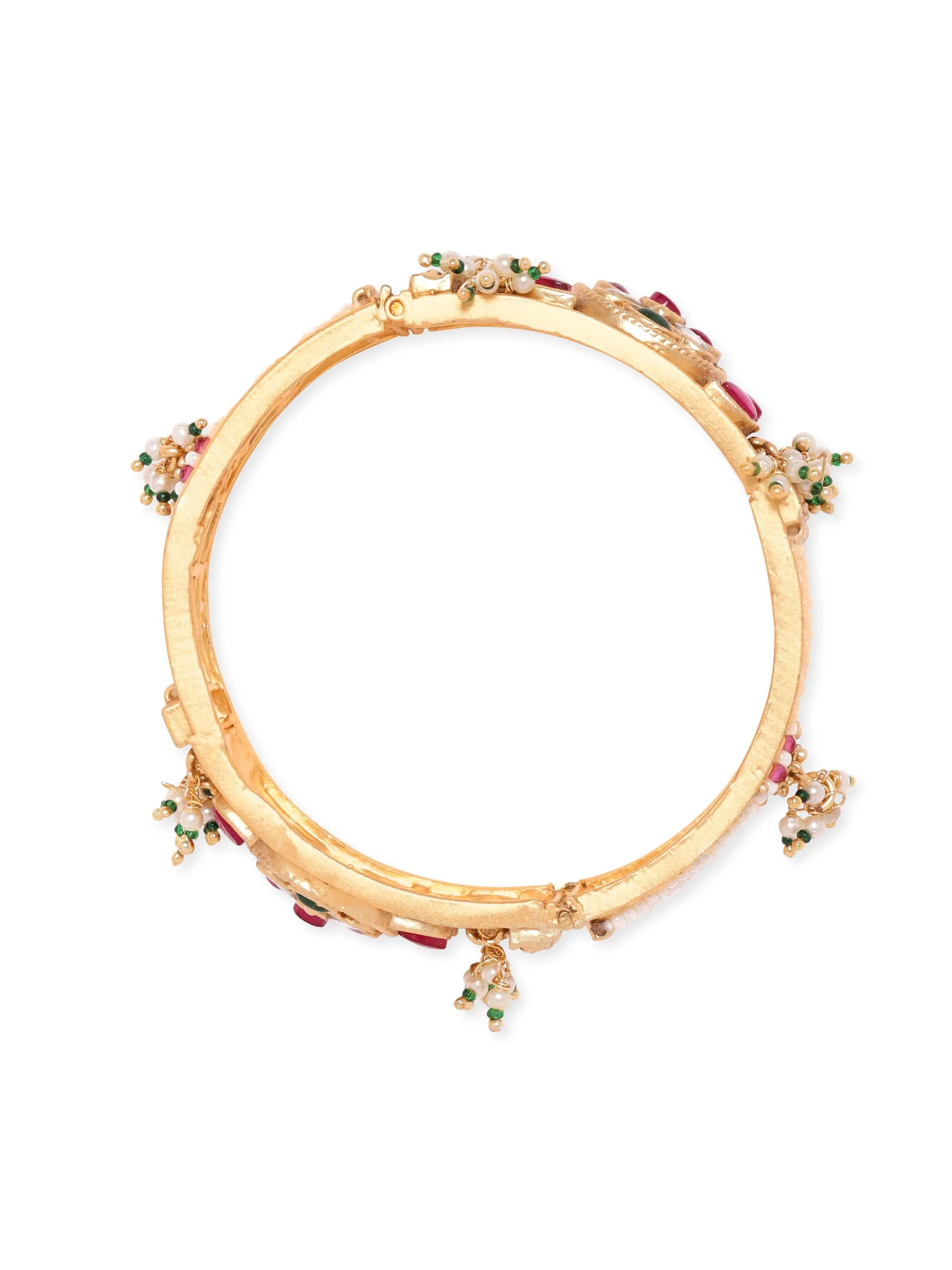 Rubans 24k Gold plated kundan studded pearl beaded handcrafted bangles