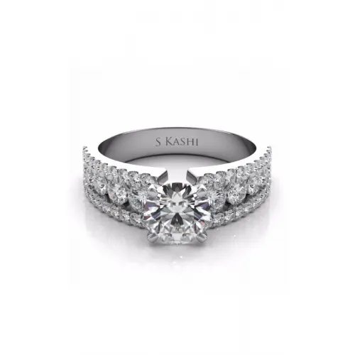 S Kashi & Sons Side Stone Engagement Ring EN7008WG