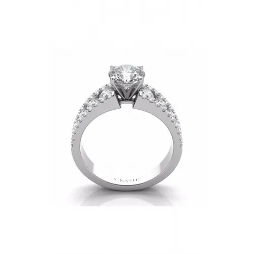 S Kashi & Sons Side Stone Engagement Ring EN7008WG