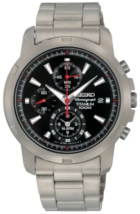 Seiko SNAE47 Men's Black Dial Chronograph Alarm Titanium Watch
