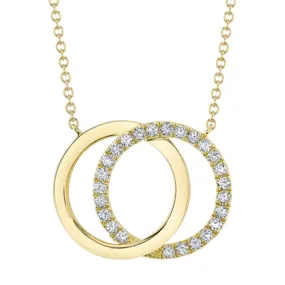 Shy Creation .31ctw Diamond Love Knot Circle Necklace