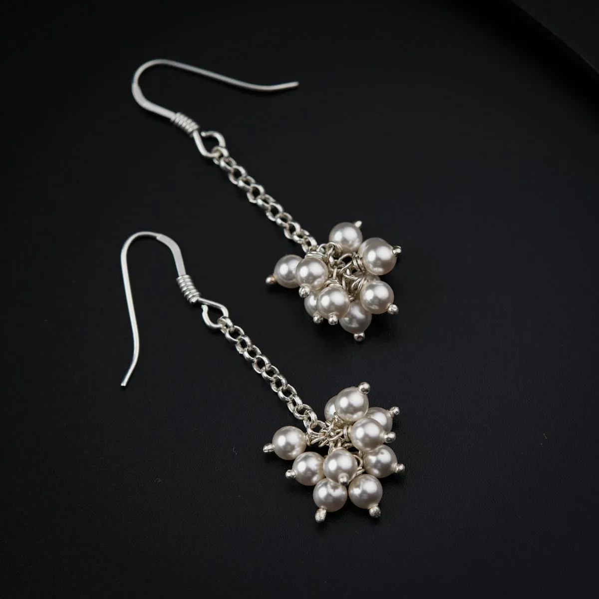 Silver Pearl Bunch Earrings