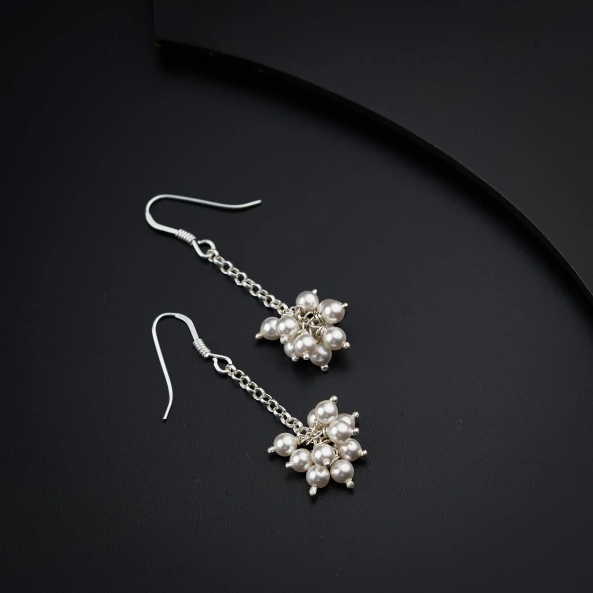 Silver Pearl Bunch Earrings