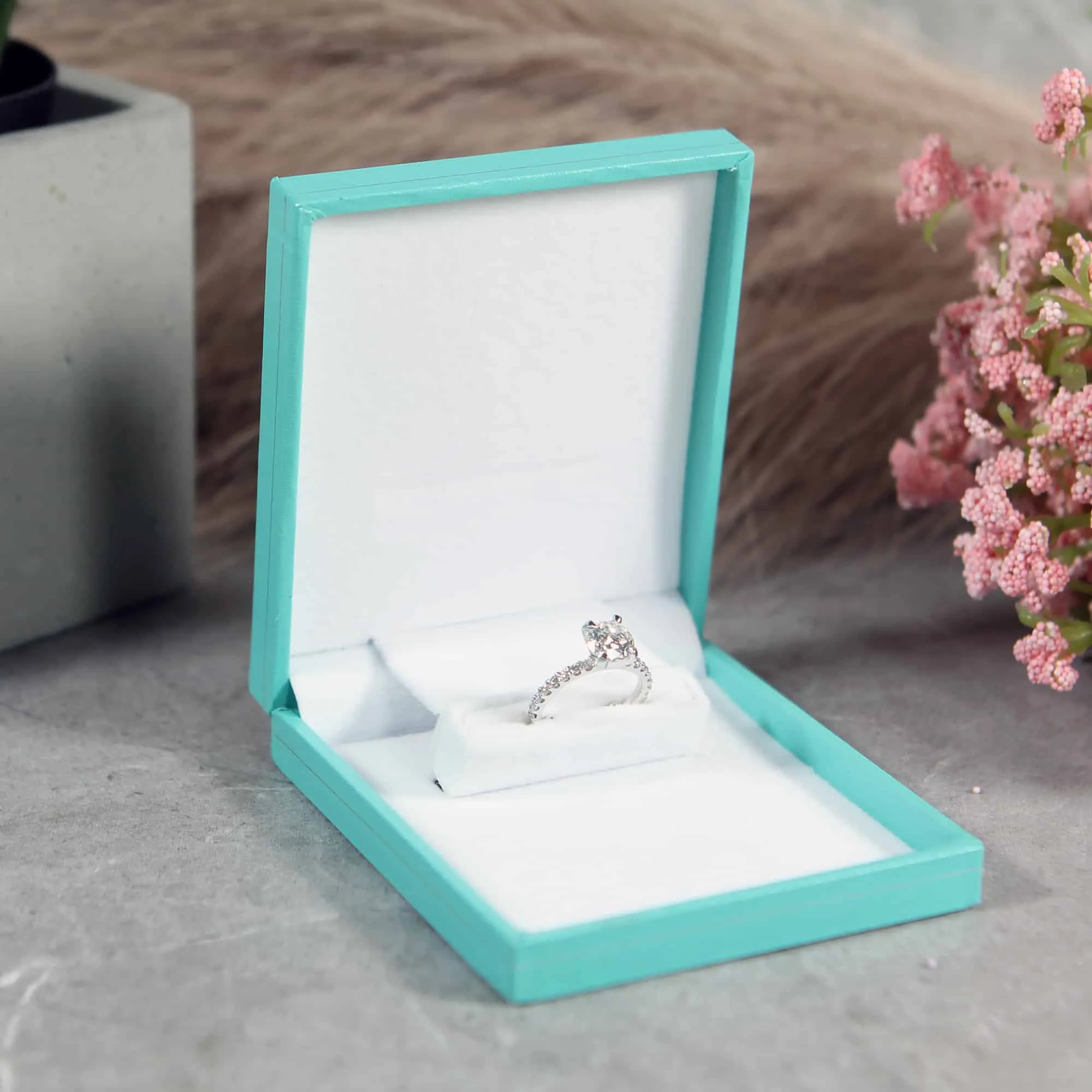 Slim Pocket Sized Light Blue Ring Box