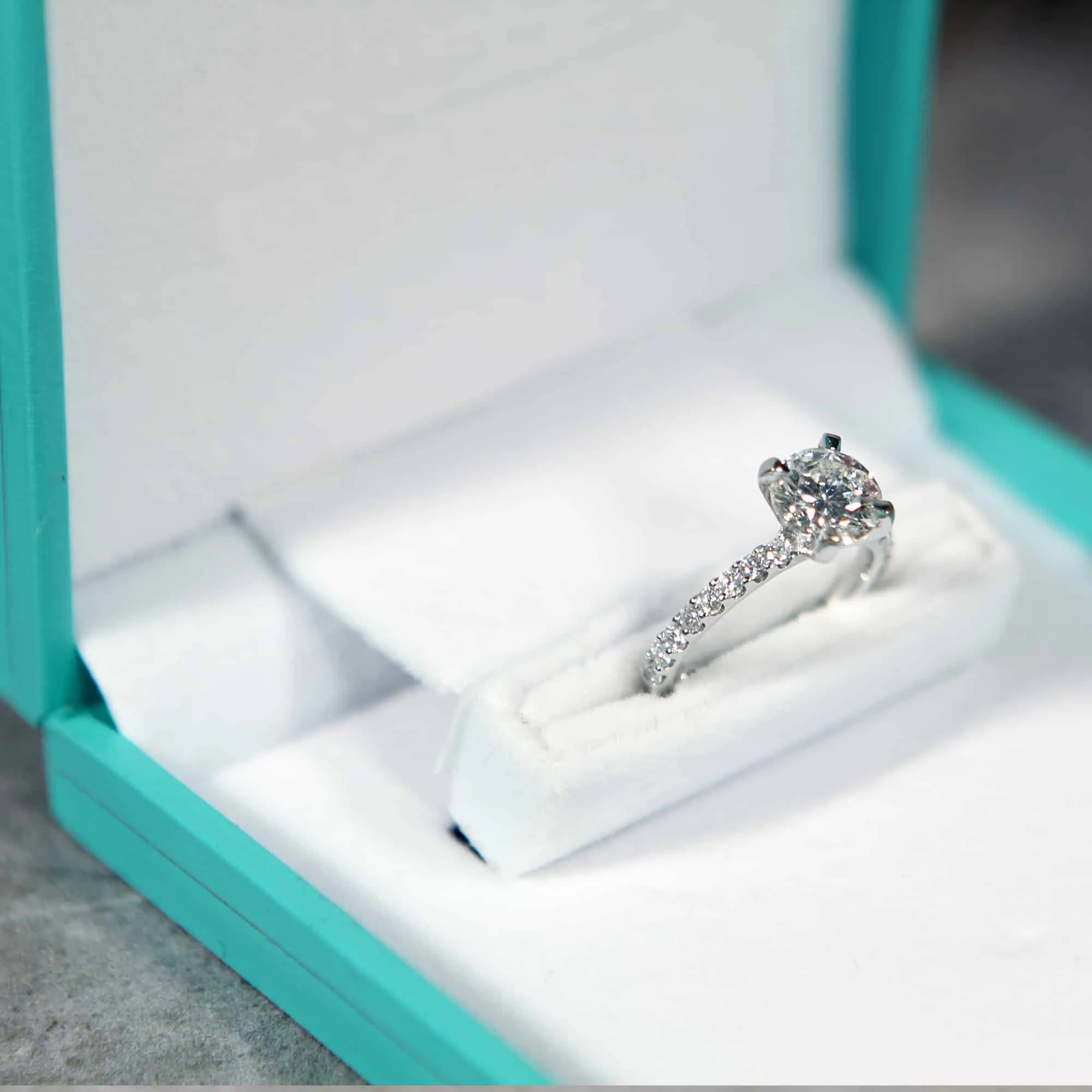 Slim Pocket Sized Light Blue Ring Box