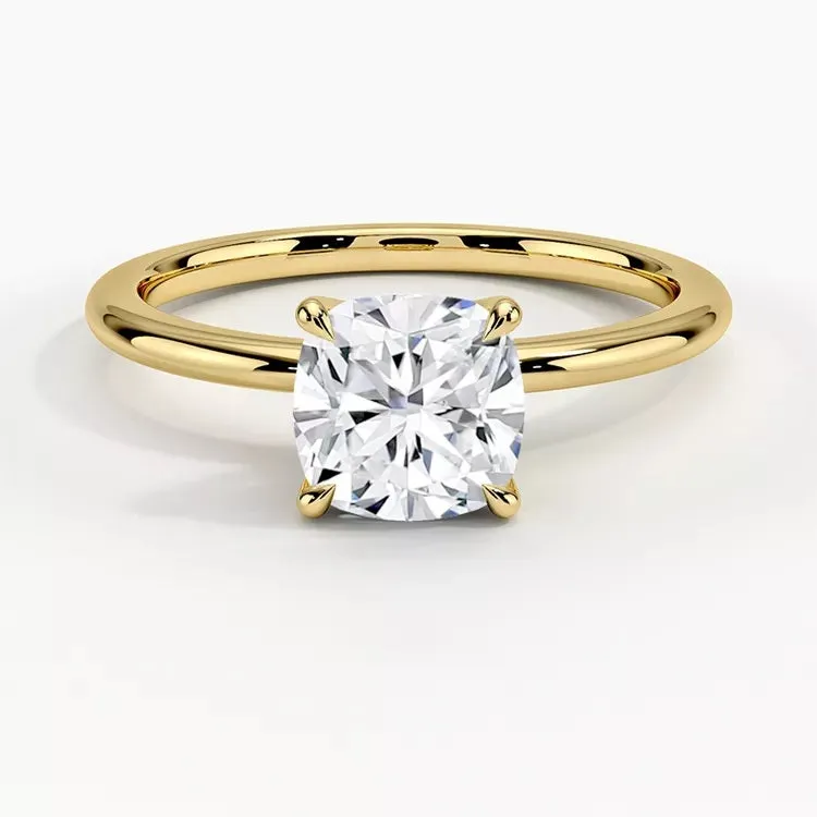 Solitaire Cushion Cut 4-Claw Engagement Ring