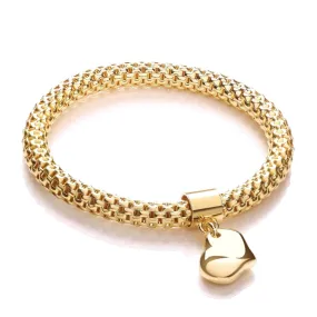 Sterling Silver & Gold Vermeil Heart Mesh Bracelet