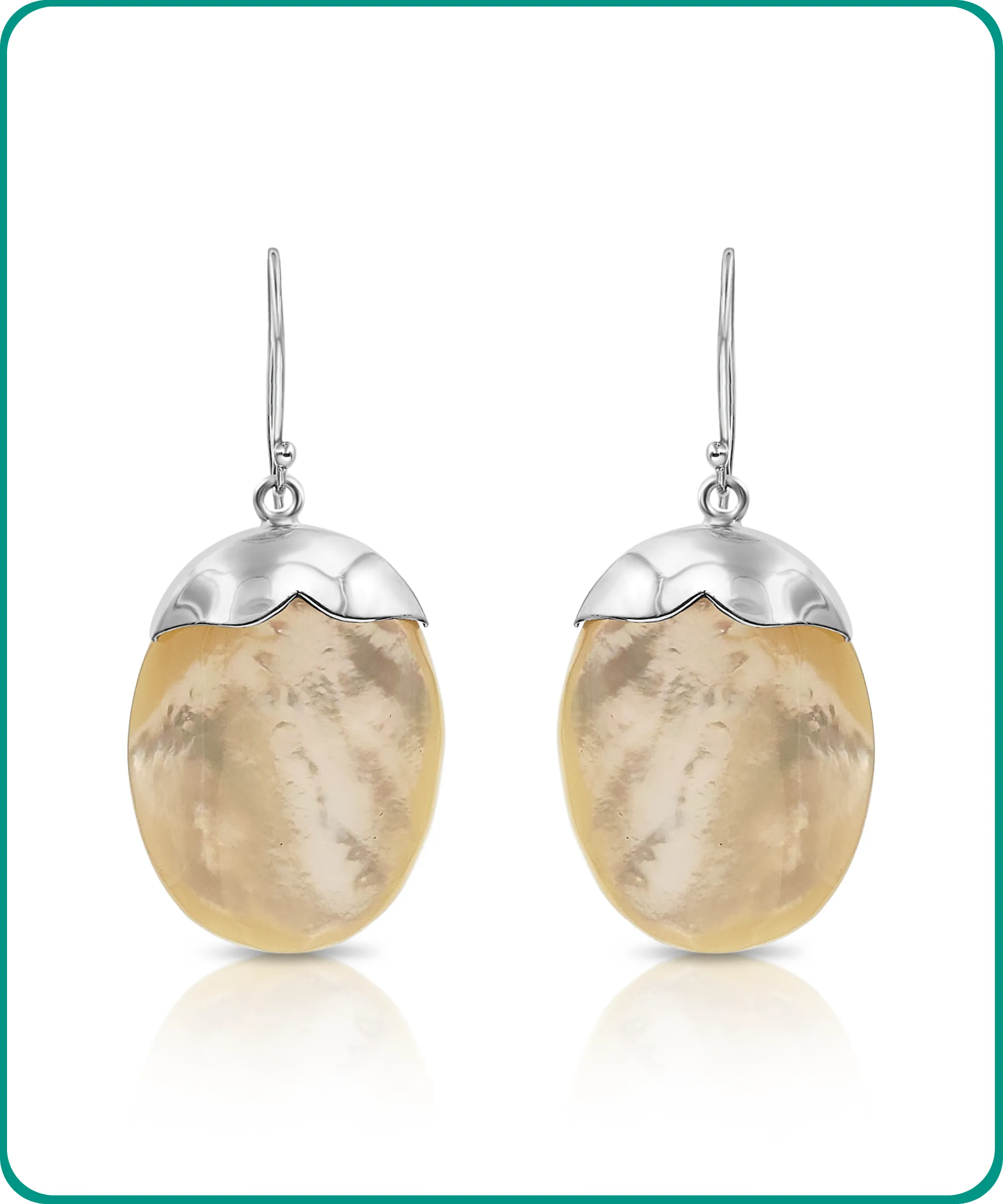 Sterling Silver and Mother of Pearl Oval Dangle Earrings