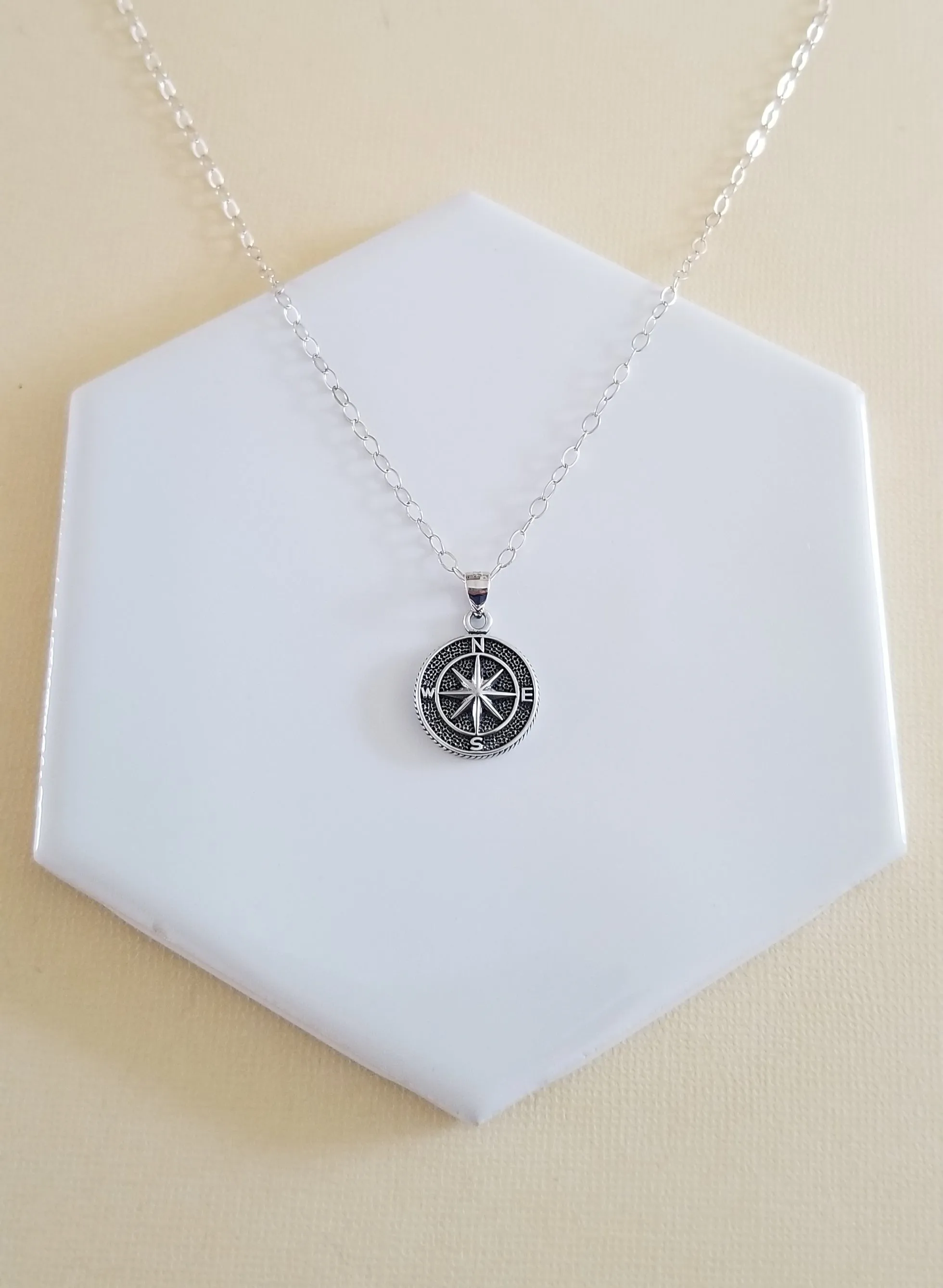 Sterling Silver Compass Necklace, Coordinate Necklace, Meaningful Gift