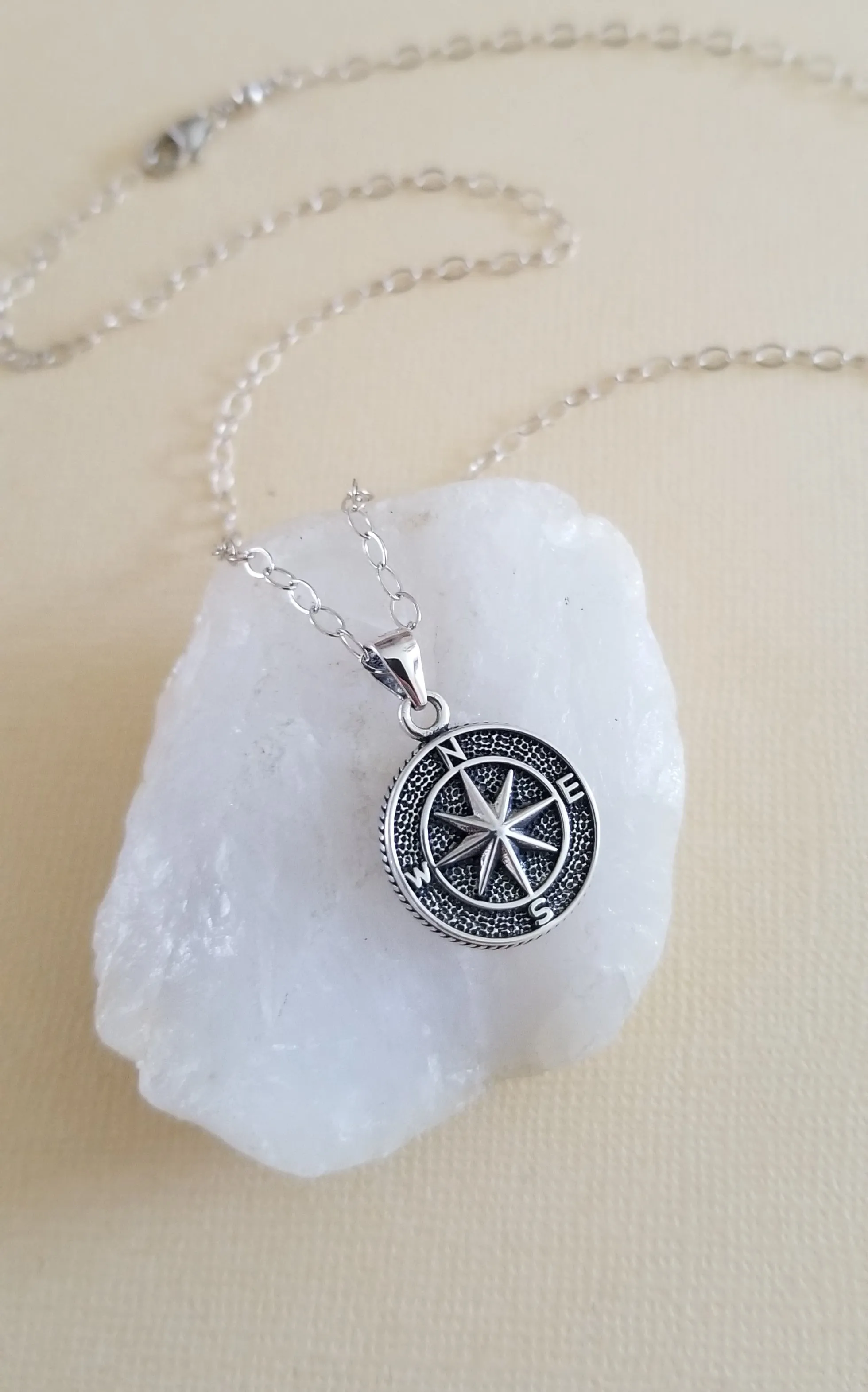 Sterling Silver Compass Necklace, Coordinate Necklace, Meaningful Gift