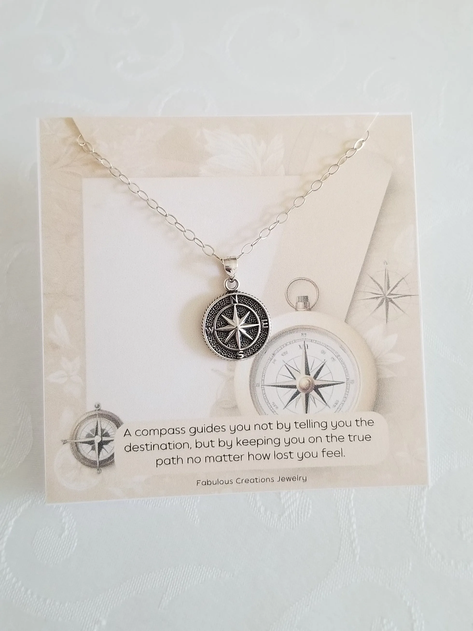 Sterling Silver Compass Necklace, Coordinate Necklace, Meaningful Gift