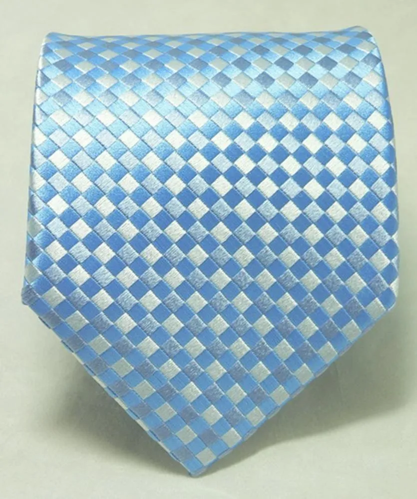 TheDapperTie 192S Checker Blue And White Men's Silk tie Set