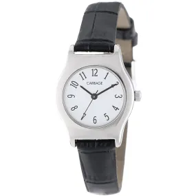 Timex Carriage Womens Silver-Tone Black Croco Leather Strap White Dial Quartz Watch - C3C364