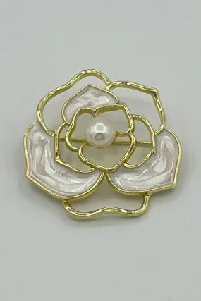 Tres Chic Flower Brooch with White Filling