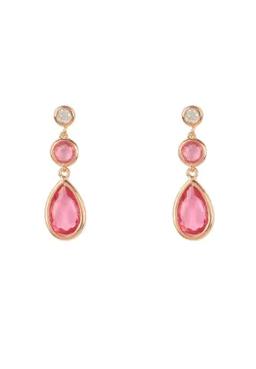 Tuscany Gemstone Drop Earrings Dipped in Rose Gold Pink Tourmaline