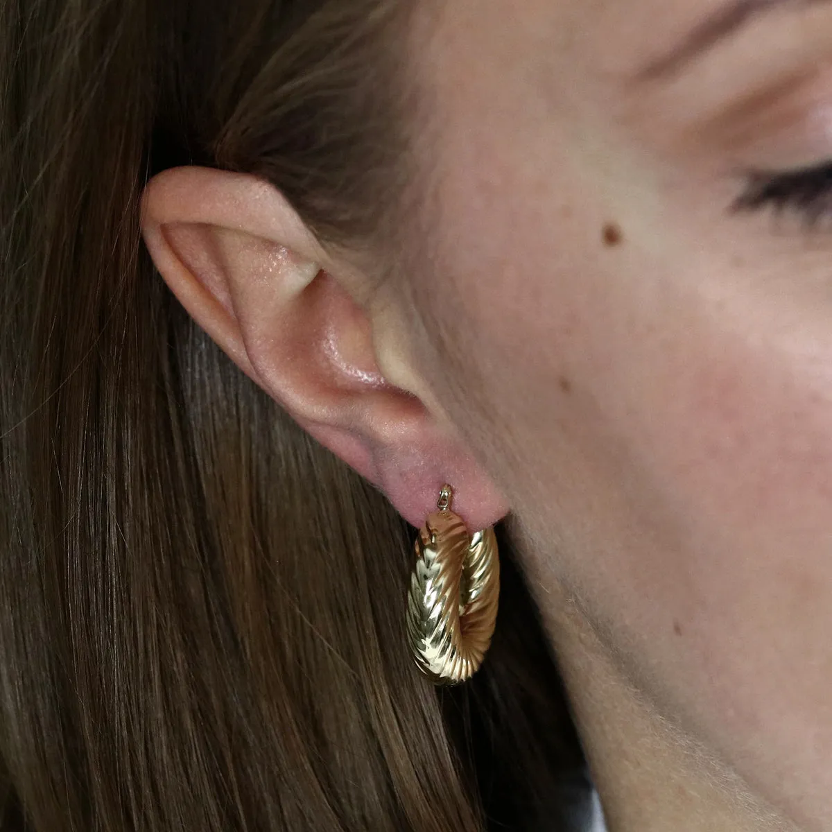 Twist Creole Hoop Earrings | 9K Yellow Gold