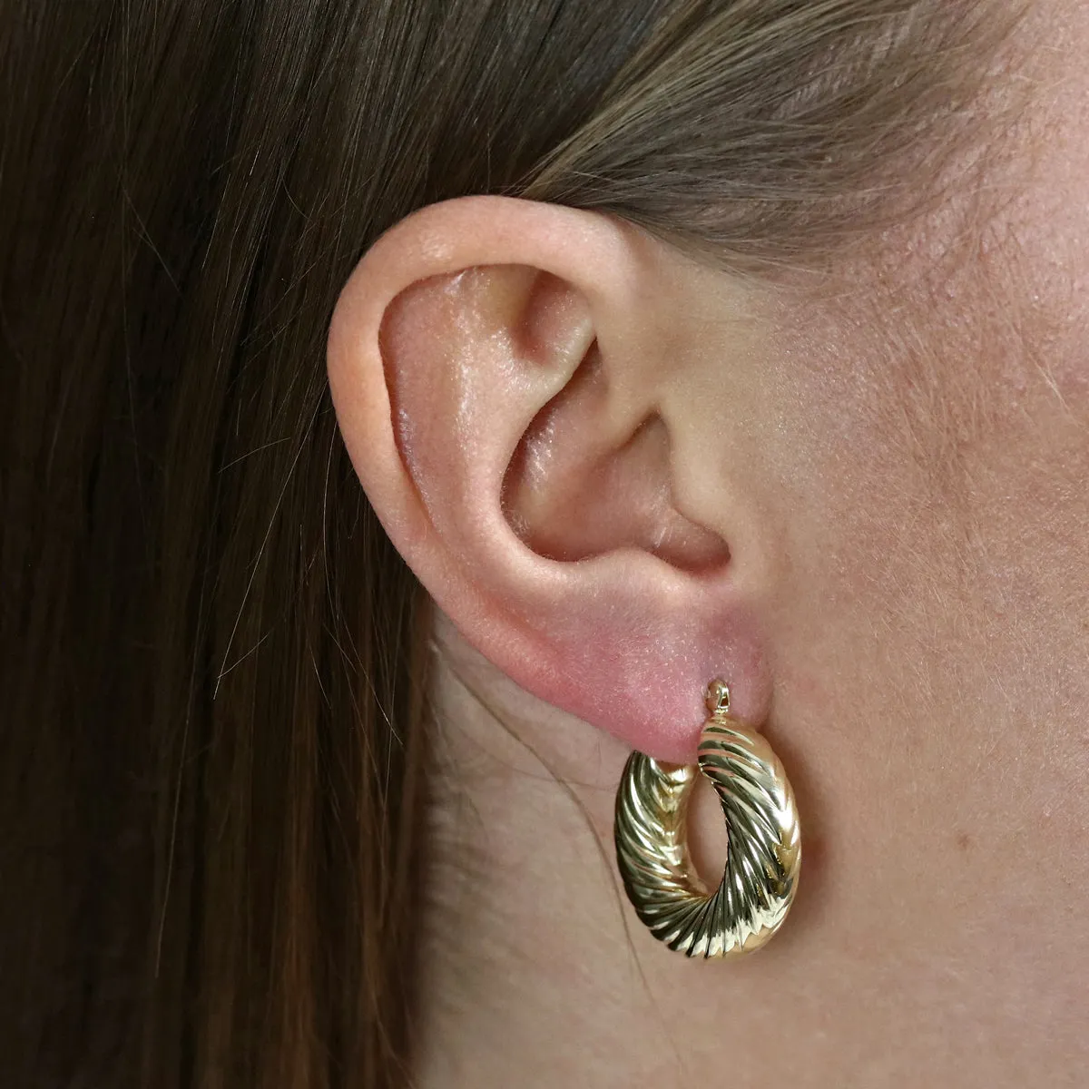 Twist Creole Hoop Earrings | 9K Yellow Gold