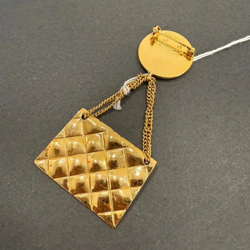 Vintage Chanel Matelasse Gold Brooch