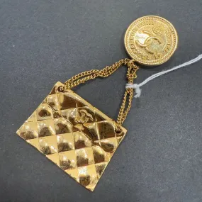 Vintage Chanel Matelasse Gold Brooch
