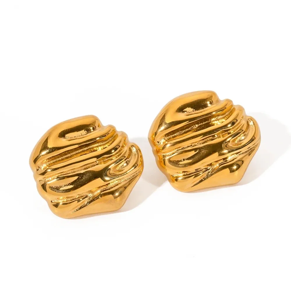 Vintage Textured Gold Stud Earrings