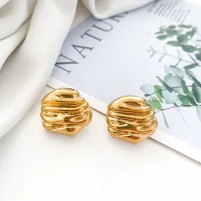 Vintage Textured Gold Stud Earrings