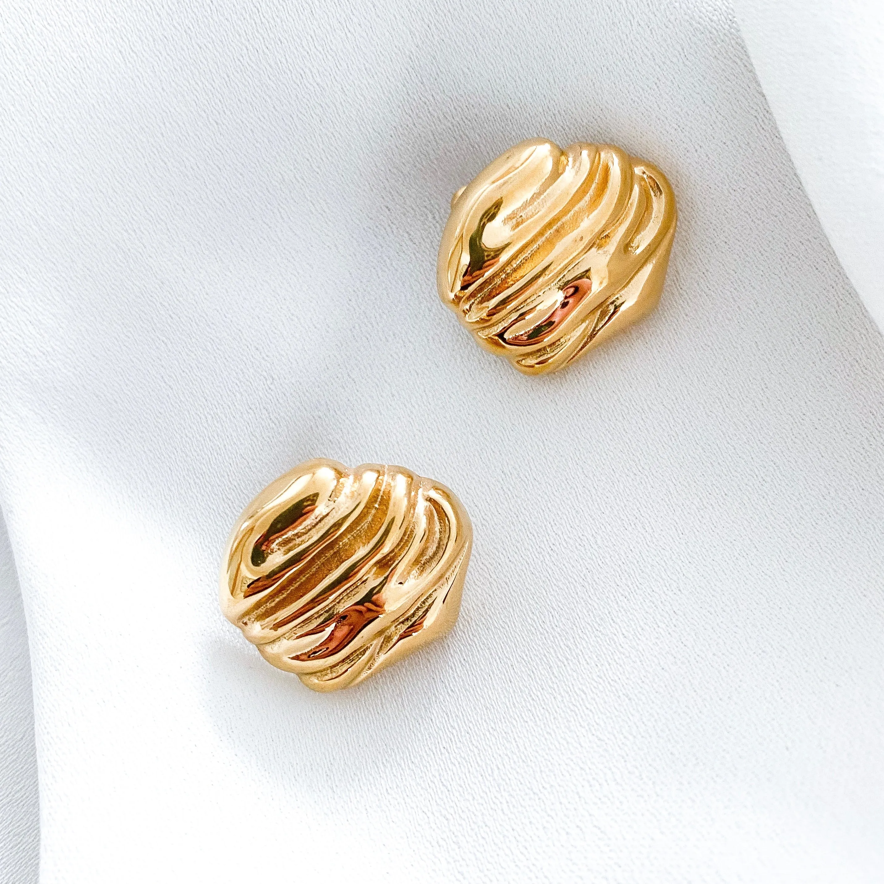 Vintage Textured Gold Stud Earrings
